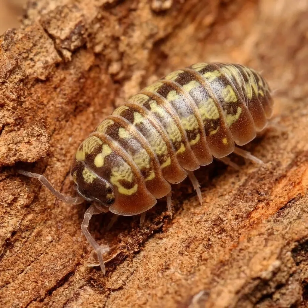 Clown isopod (Armadillidium klugii) close-up